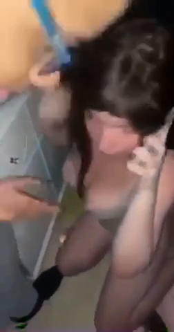 Young girl on call with father with cocks around